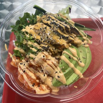 Poke Paradise - Poke bowl: spicy salmon, eel, cilantro, cucumber and avocado topped with spicy mayo and sesame seed. - Hawaiian Near Me - Tampa, Florida