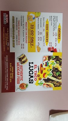 Menu photo 2 El Taco Lucas Corona, CA