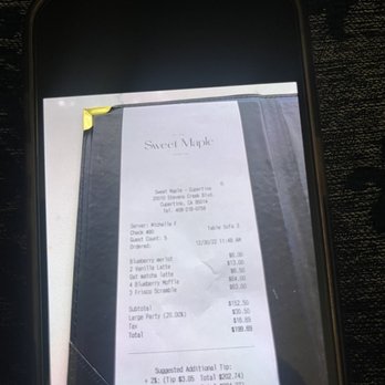 Sweet Maple - This is the check from that restaurant - Breakfast & Brunch Near Me - Cupertino, California Sweet Maple - This is the check from that restaurant - Breakfast & Brunch Near Me - Cupertino, California