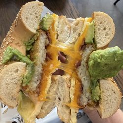 Ruby’s New York Style Bagels - Carolina Park - 7 Train on sesame bagel