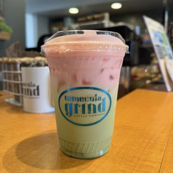 Temecula Grind Coffee House - Matcha Latte with Strawberry Cold Foam - Coffee & Tea Near Me - Temecula, California