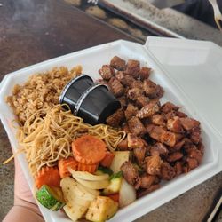 PNI Street Hibachi by Josephine's Plate - Pni BOX with steak, teriyaki chicken, noodles, fried rice and hibachi vegetables.