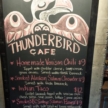 Thunderbird Café - The menu on November 9, 2014. - Canadian (New) Near Me - Whistler, British Columbia Thunderbird Café - The menu on November 9, 2014. - Canadian (New) Near Me - Whistler, British Columbia