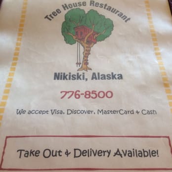 Treehouse Restaurant - Six-page menu. - Pizza Near Me - Kenai, Alaska