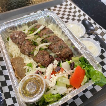 Phoenician Resto Cafe - Kafta Kabob Protein over rice and salad - Lebanese Near Me - Austin, Texas Phoenician Resto Cafe - Kafta Kabob Protein over rice and salad - Lebanese Near Me - Austin, Texas