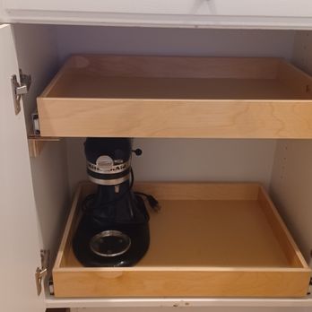 Top Shelf Pull Outs - Every mixer needs a place to rest off the counter. We all have one! Perfection. - Cabinetry Near Me - San Marcos, California Top Shelf Pull Outs - Every mixer needs a place to rest off the counter. We all have one! Perfection. - Cabinetry Near Me - San Marcos, California