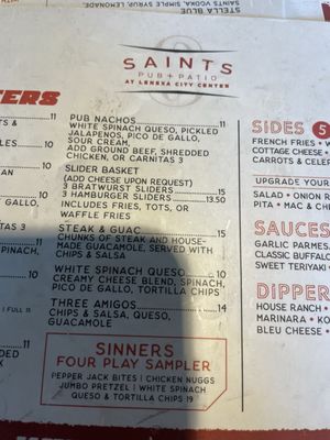 Menu photo 1 Saints Pub + Patio City Center Lenexa, KS Menu photo 1 Saints Pub + Patio City Center Lenexa, KS