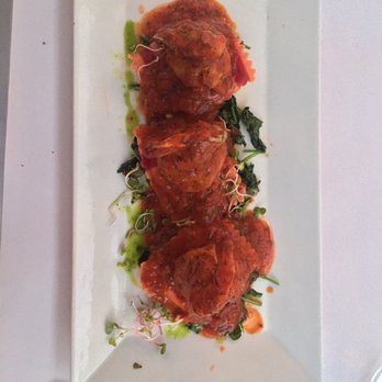 Urfa Bistro - Crab and salmon meatball with butternut squash ravioli. - Mediterranean Near Me - Los Altos, California