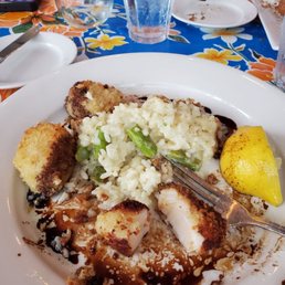 Crispy scallops with risotto