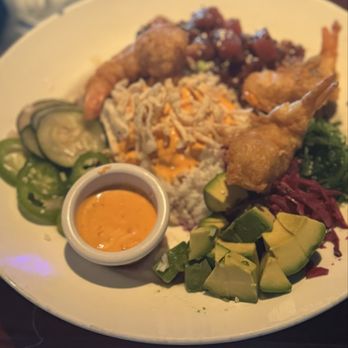 Aquarium Restaurant - The Lafayette platter, shrimp scampi ravioli, sushi bowl and chicken tortilla wrap. - Seafood Near Me - Kemah, Texas Aquarium Restaurant - The Lafayette platter, shrimp scampi ravioli, sushi bowl and chicken tortilla wrap. - Seafood Near Me - Kemah, Texas