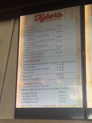 Menu photo 1 Tyler's Barbeque Amarillo, TX