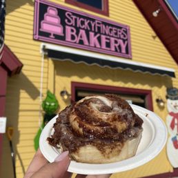 Exterior outside entrance of Sticky Fingers Bakery - Cinnamon roll - West Dover, Vermont Exterior outside entrance of Sticky Fingers Bakery - Cinnamon roll - West Dover, Vermont