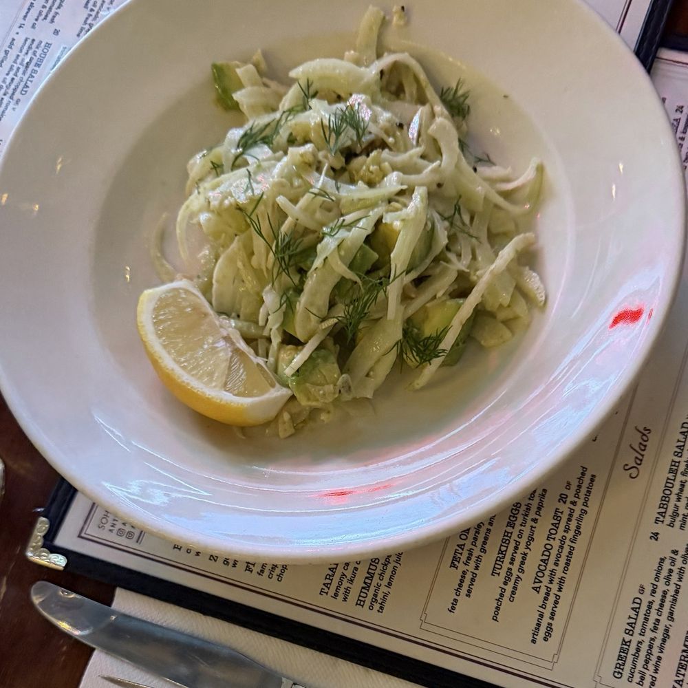 Antique Garage Soho - Fennel avocado salad - Mediterranean Near Me - New York, New York Antique Garage Soho - Fennel avocado salad - Mediterranean Near Me - New York, New York