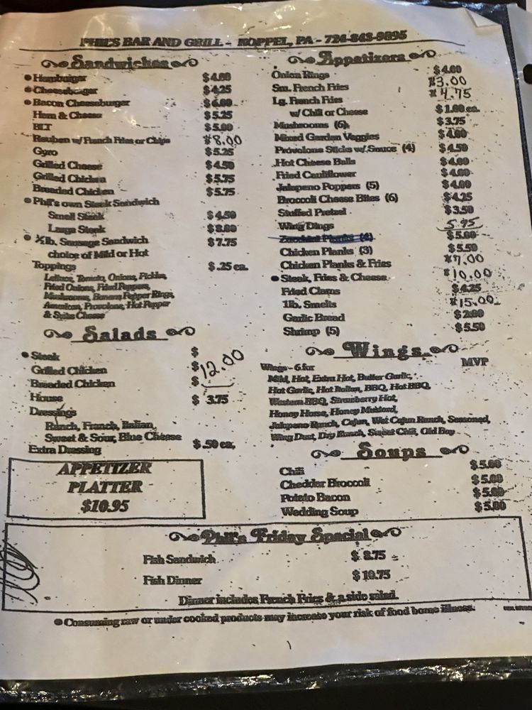PHIL’S BAR AND GRILL Updated October 2024 5340 5th Ave, Koppel, Pennsylvania Bars Phone