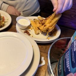 Cold, jelled cheese on loaded fries Cold, jelled cheese on loaded fries