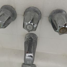 Center knob replaced and caulked. Center knob replaced and caulked.