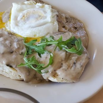 The Junction Kitchen - Biscuits and shroom gravy with an egg - Breakfast & Brunch Near Me - North Charleston, South Carolina
