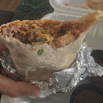 Cilantro Mexican Grill - Caliente Burrito. Shrimp on the right bottom edge. - Mexican Near Me - North Hollywood, California