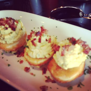 Nick's On 2nd - Yummmmm Fried devil egg topped with bacon - New American Near Me - Long Beach, California Nick's On 2nd - Yummmmm Fried devil egg topped with bacon - New American Near Me - Long Beach, California
