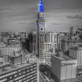 Bromo Seltzer Tower - Picture this: an illuminated rotating 51 foot stainless steel blue bottle with a crown on top. These were the good old days.... - Art Galleries Near Me - Baltimore, Maryland