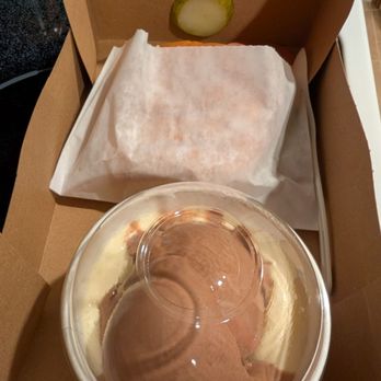 Shake Shack Hillsdale - Why is the pickle against the cardboard and not in the burger?! - Burgers Near Me - San Mateo, California