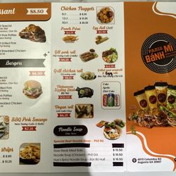 Paris banh mi Augusta - asian cuisine - Take out menu 2/20/25