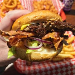 Jovick Brothers Burgers - The Macklind Burger and fries, ordered without tomato