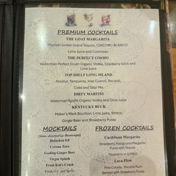 Captain George's Seafood Restaurant - Cocktail menu - Seafood Near Me - Williamsburg, Virginia