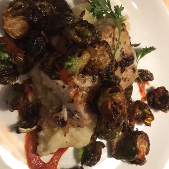 Jackson Square Grill - Grilled Mahi Mahi with flash-fried brussel sprouts and mashed potatoes... - Seafood Near Me - Columbus, Mississippi