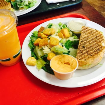 Sylmars Fix - Half & Half (The Fix with extra chipotle aioli on the side & Caesar salad) with a Tropical Burst Smoothie. All delicious! - Italian Near Me - Sylmar, California