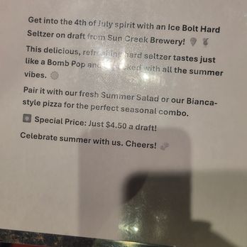 Piesanos Stone Fired Pizza - Windermere - This was the description for the seasonal hard cider offering - Italian Near Me - Windermere, Florida