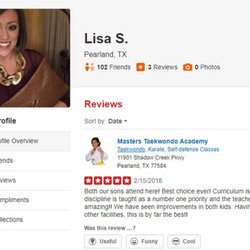 Masters Taekwondo Academy - Yelp review by Lisa S