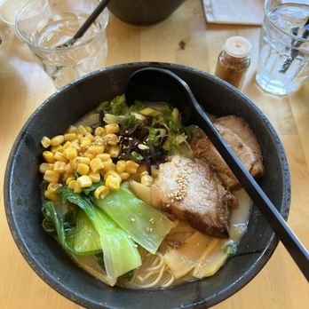 Menya Goku By Ramen Wasabi - Tonkotsu Ramen with corn and bok choy - Ramen Near Me - Chicago, Illinois