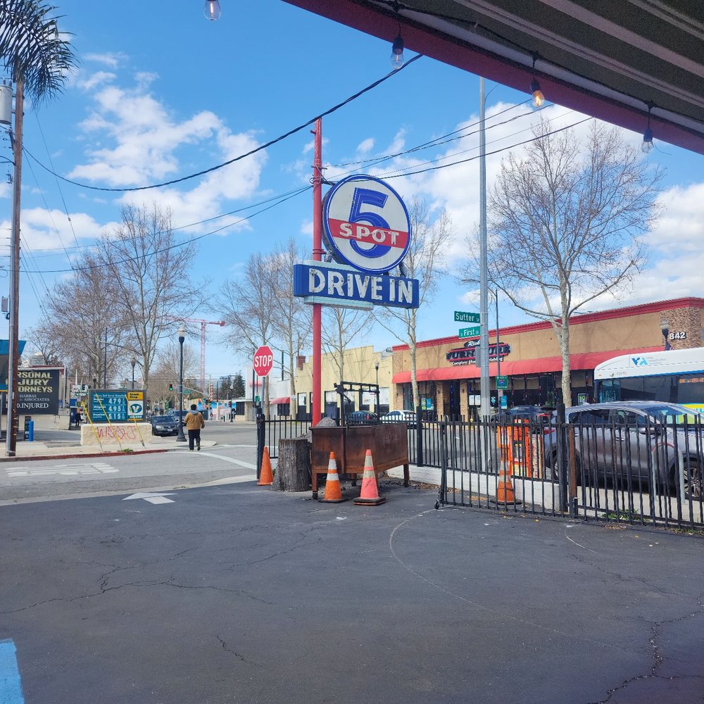 5 Spot Chivas Grill - drive in sign - Mexican Near Me - San Jose, California