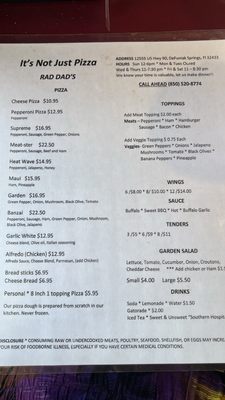 Menu photo 1 Rad Dad’s Pizza Mossy Head, FL