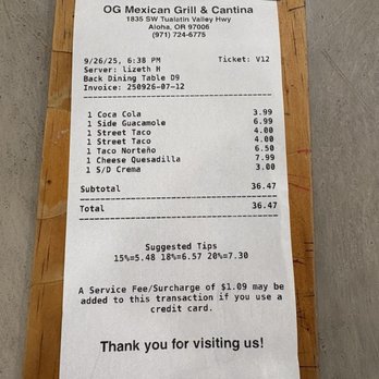 OG Mexican Grill & Cantina - Menus pricing - Mexican Near Me - Aloha, Oregon OG Mexican Grill & Cantina - Menus pricing - Mexican Near Me - Aloha, Oregon