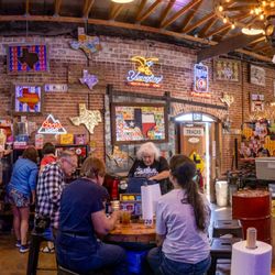 Pioneer Smokehouse and Mercantile - My friends grabbed a big table