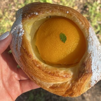 Tokyo Premium Bakery - Peach custard croissant ; The compliment of that tiny mint really enhanced this pastry! - Bakeries Near Me - Denver, Colorado Tokyo Premium Bakery - Peach custard croissant ; The compliment of that tiny mint really enhanced this pastry! - Bakeries Near Me - Denver, Colorado