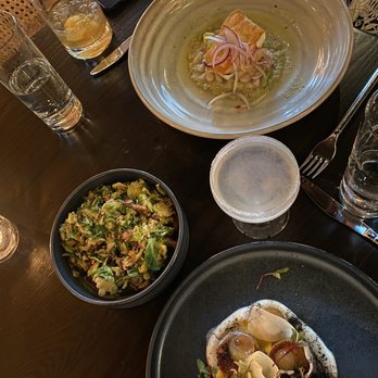 Shaker + Spear - Sauteed Shaved Brussel Sprouts, Washington Black Cod, and Scallops Grenobloise - Seafood Near Me - Seattle, Washington Shaker + Spear - Sauteed Shaved Brussel Sprouts, Washington Black Cod, and Scallops Grenobloise - Seafood Near Me - Seattle, Washington