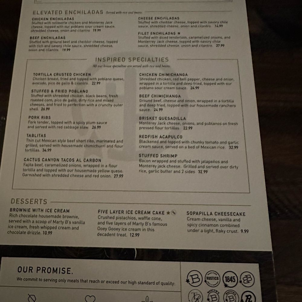 Cactus Canyon - Menu backside - Tex-Mex Near Me - Argyle, Texas