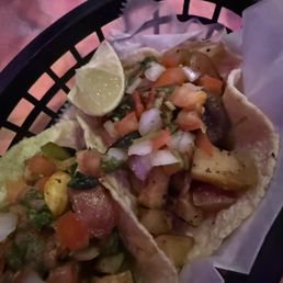 2 Veggie Tacos, Rice & Beans