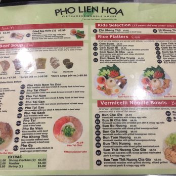 Pho Lien Hoa - The big menu (front and back side) - Vietnamese Near Me - Oklahoma City, Oklahoma