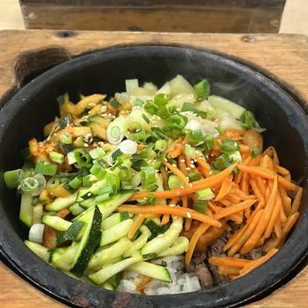 K Fresh - Make your own bowl: Beef and glazed chicken hot bowl + pineapple (topping is a must). - Korean Near Me - Everett, Washington K Fresh - Make your own bowl: Beef and glazed chicken hot bowl + pineapple (topping is a must). - Korean Near Me - Everett, Washington