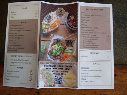 Menu photo 8 Long's Vietnamese Kitchen Aloha, OR