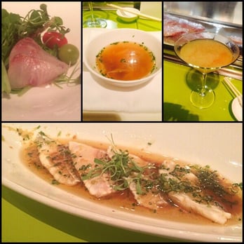 Morimoto - Omakase items: salad, soup, barracuda, and my drink (Nashi Blossom) with pear purer and ginger syrup - Japanese Near Me - Philadelphia, Pennsylvania
