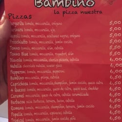 Bambino Pizzería - Carta de Pizzas