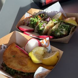 Birria Reg Quesadilla, chicken taco, steak taco Birria Reg Quesadilla, chicken taco, steak taco