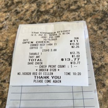 The Geneva Diner - coffee only $2.25?  It must be 1985 in Geneva! - American Near Me - Geneva, Illinois