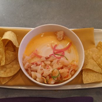 Ghost Pepper Taco + Tequila Bar - Shrimp ceviche, small shrimp, flavor isn't like real ceviche sour. More like creamy shrimp dip. - Mexican Near Me - Boston, Massachusetts Ghost Pepper Taco + Tequila Bar - Shrimp ceviche, small shrimp, flavor isn't like real ceviche sour. More like creamy shrimp dip. - Mexican Near Me - Boston, Massachusetts