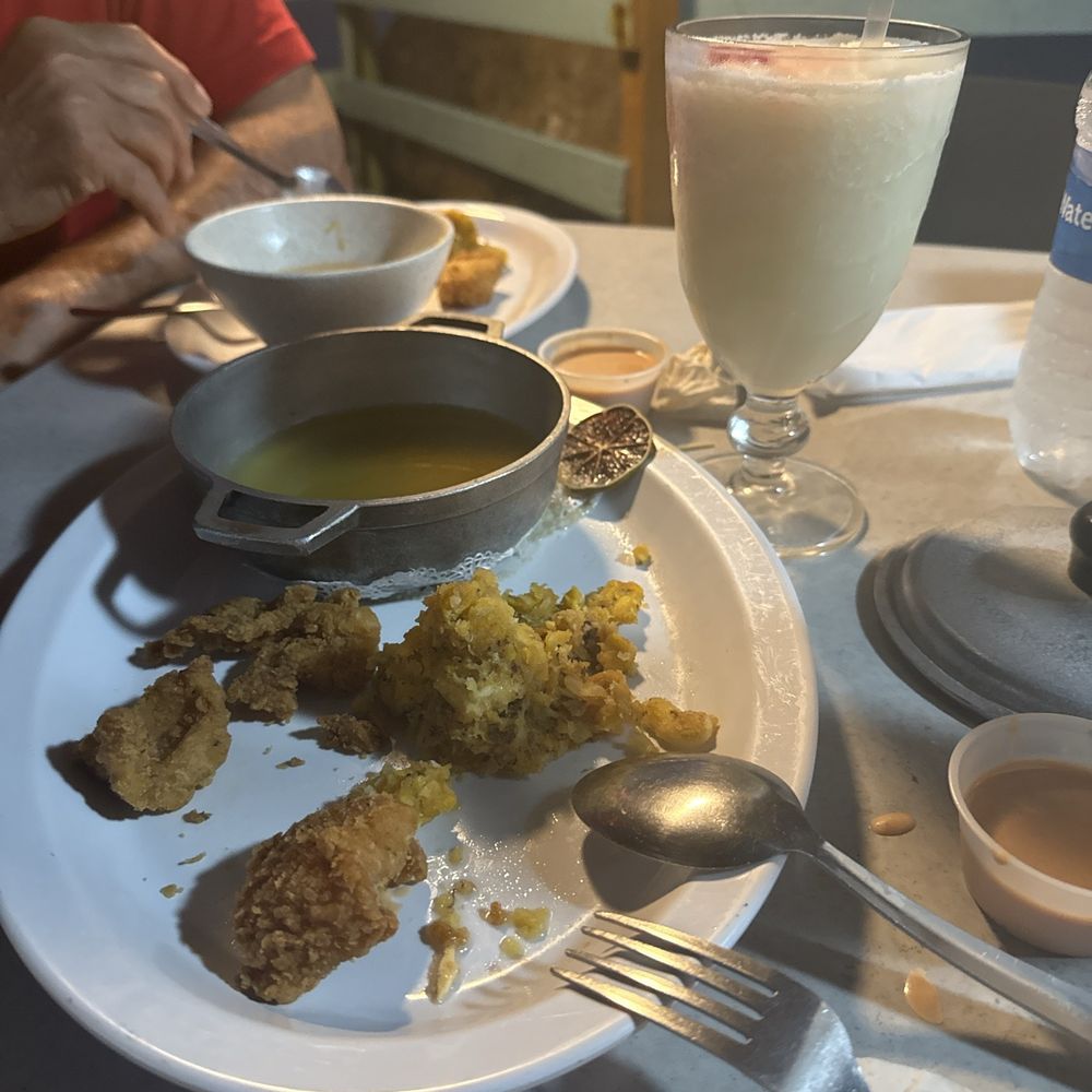 Guayabos Tropical Sunset - Trifungo with grouper bites, and a Piña Colado - Latin American Near Me - Aguada, Puerto Rico